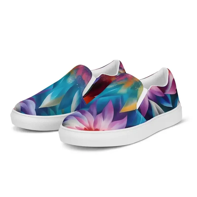 Psychedelic Large Flowers Canvas Shoes Women Slip