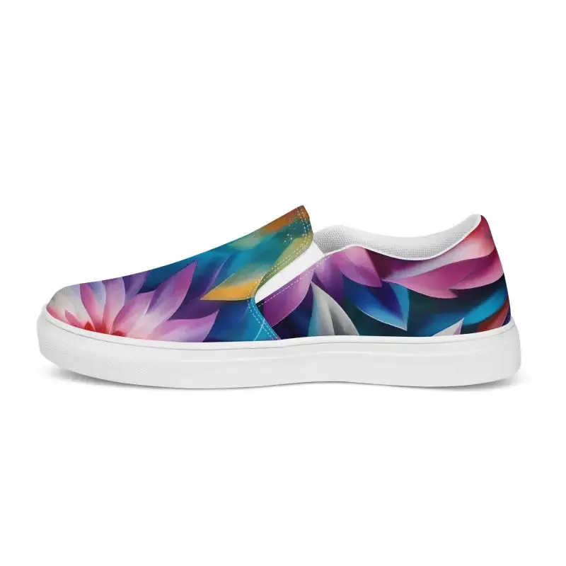 Psychedelic Large Flowers Canvas Shoes Women Slip