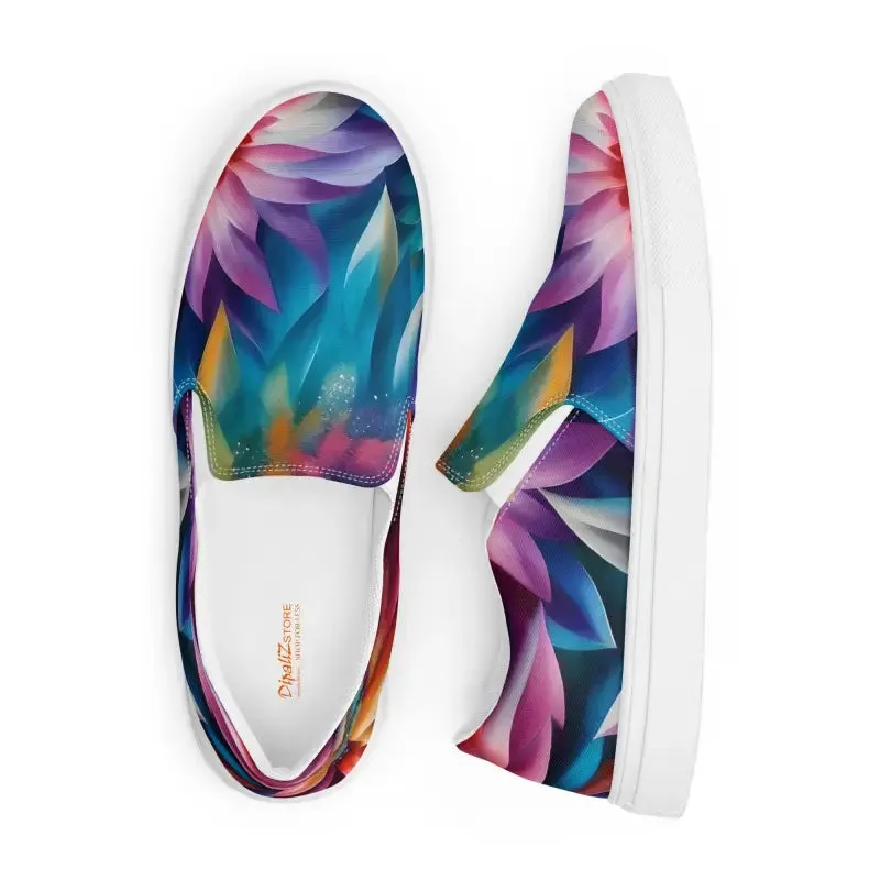 Psychedelic Large Flowers Canvas Shoes Women Slip