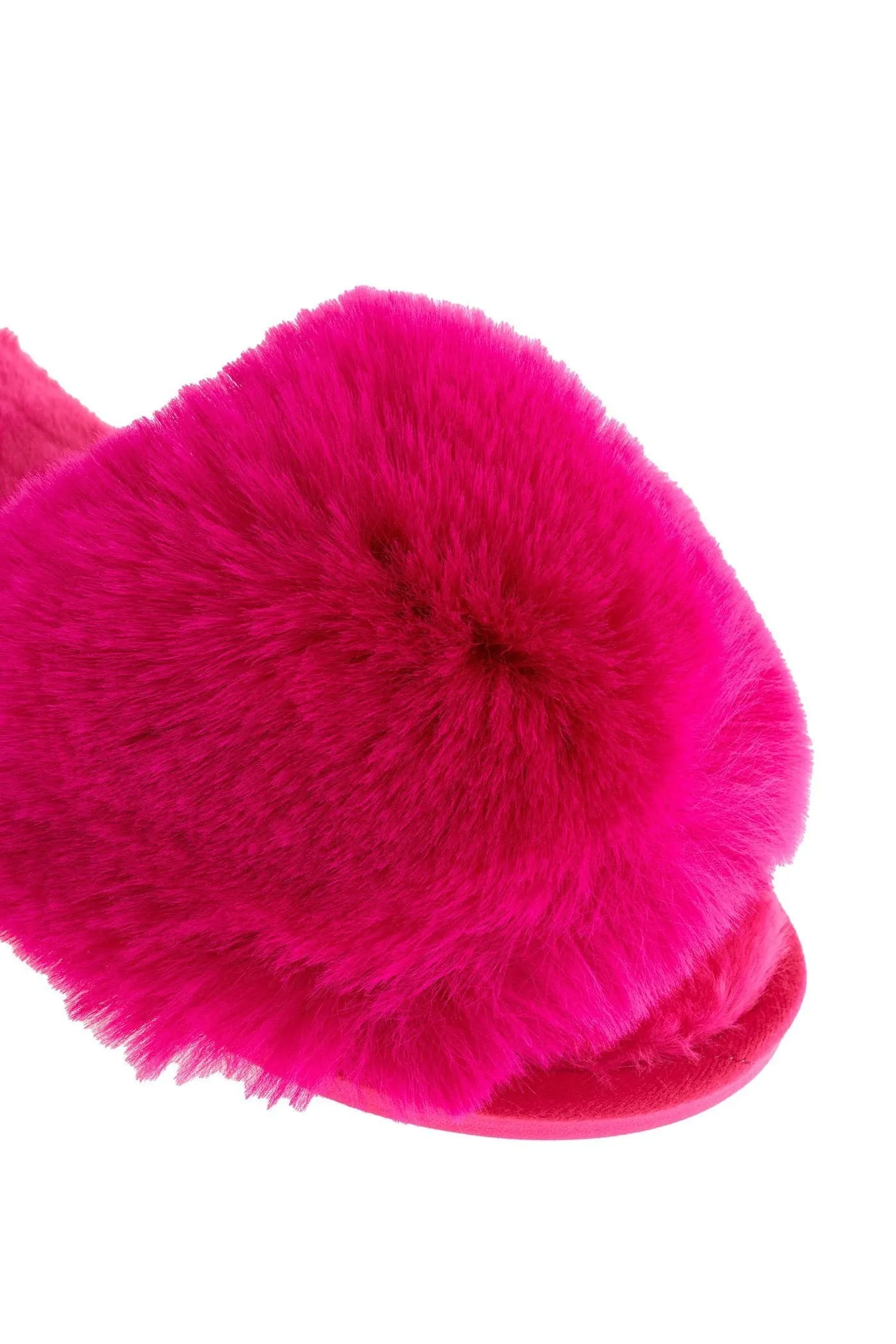 Sasha Fluffy Band Slipper in Fuchsia