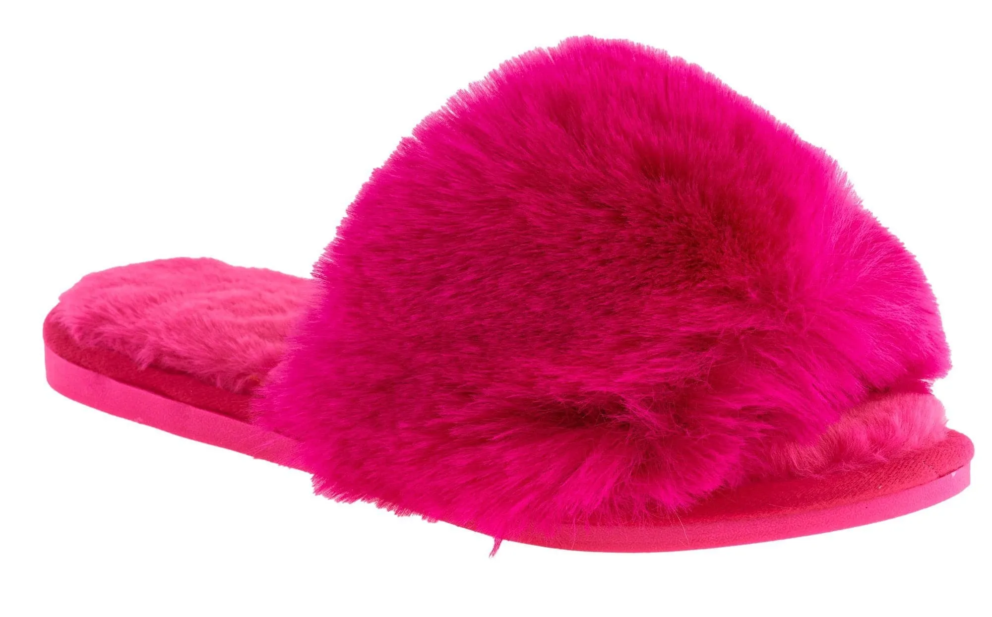 Sasha Fluffy Band Slipper in Fuchsia
