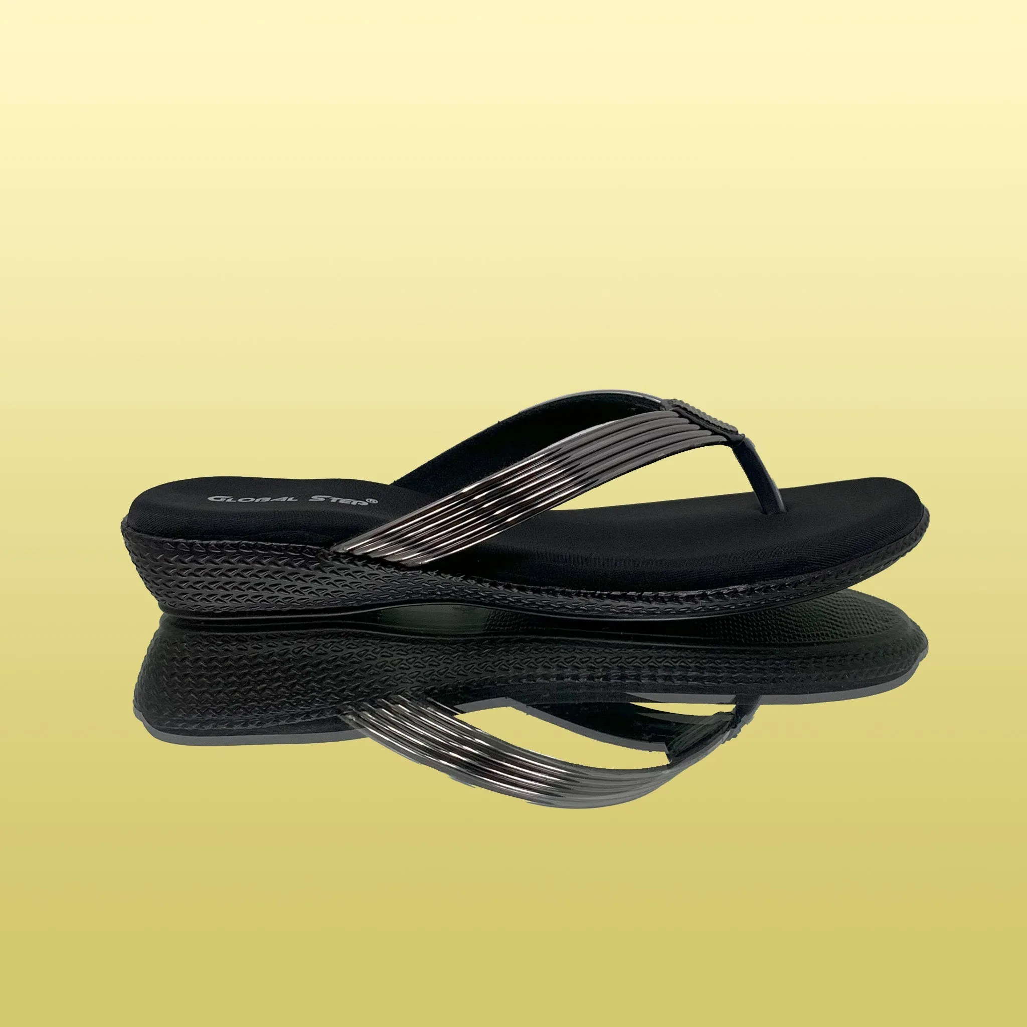 Sleek Black Wedge Sandals