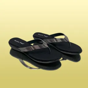 Sleek Black Wedge Sandals