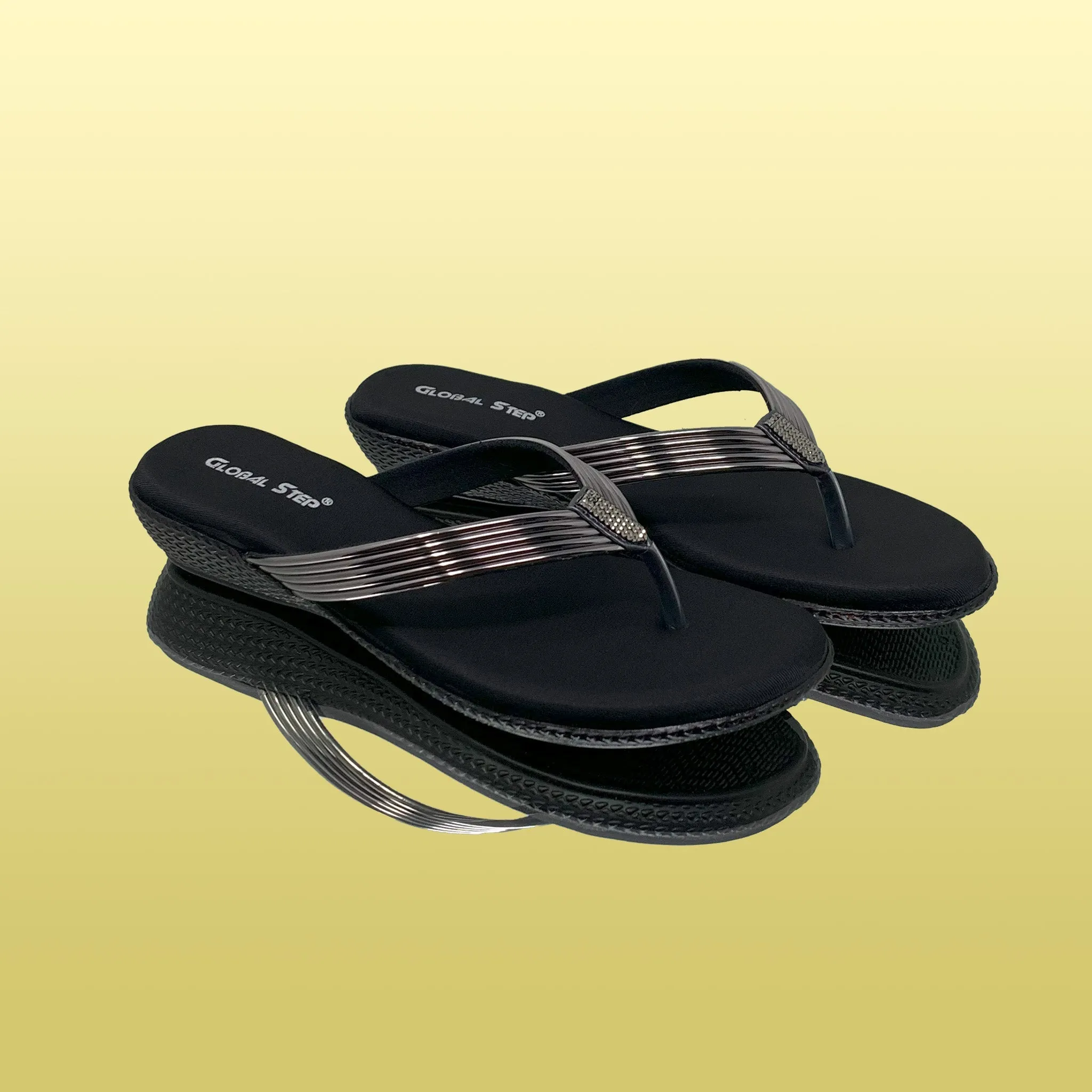 Sleek Black Wedge Sandals