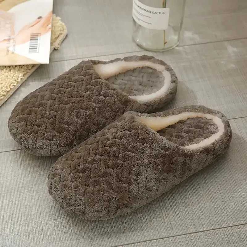 Unisex Fluffy Home Slippers - Non-Slip Indoor Wear