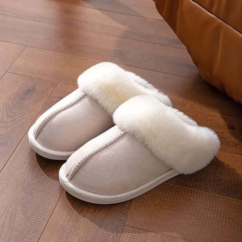Women Faux Suede Fluffy Furry Home Slides