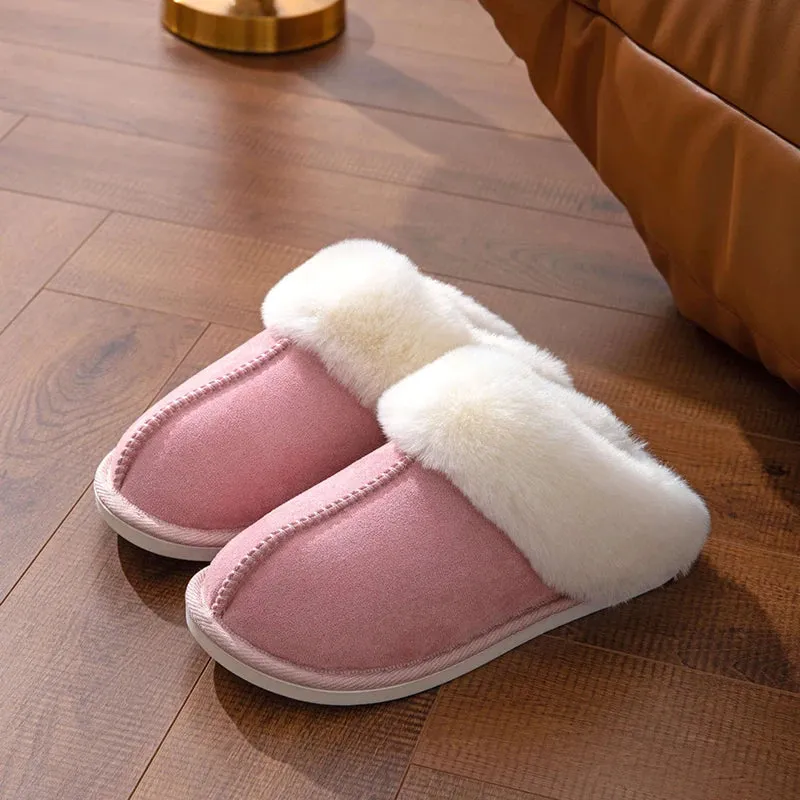 Women Faux Suede Fluffy Furry Home Slides