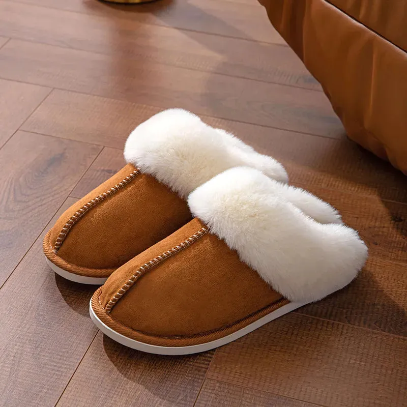 Women Faux Suede Fluffy Furry Home Slides