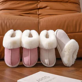 Women Faux Suede Fluffy Furry Home Slides