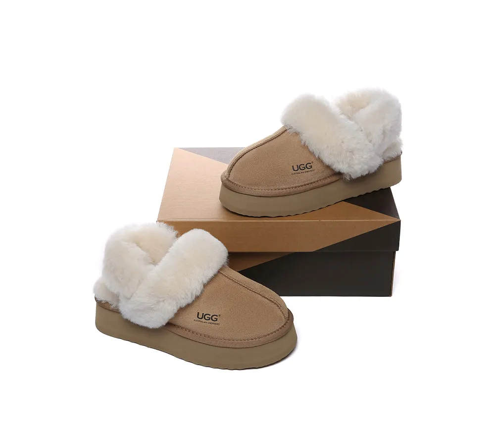 Women Removable Wool Strap Slingback Platform Slippers Musa