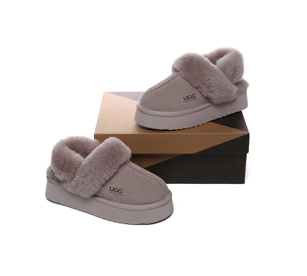 Women Removable Wool Strap Slingback Platform Slippers Musa