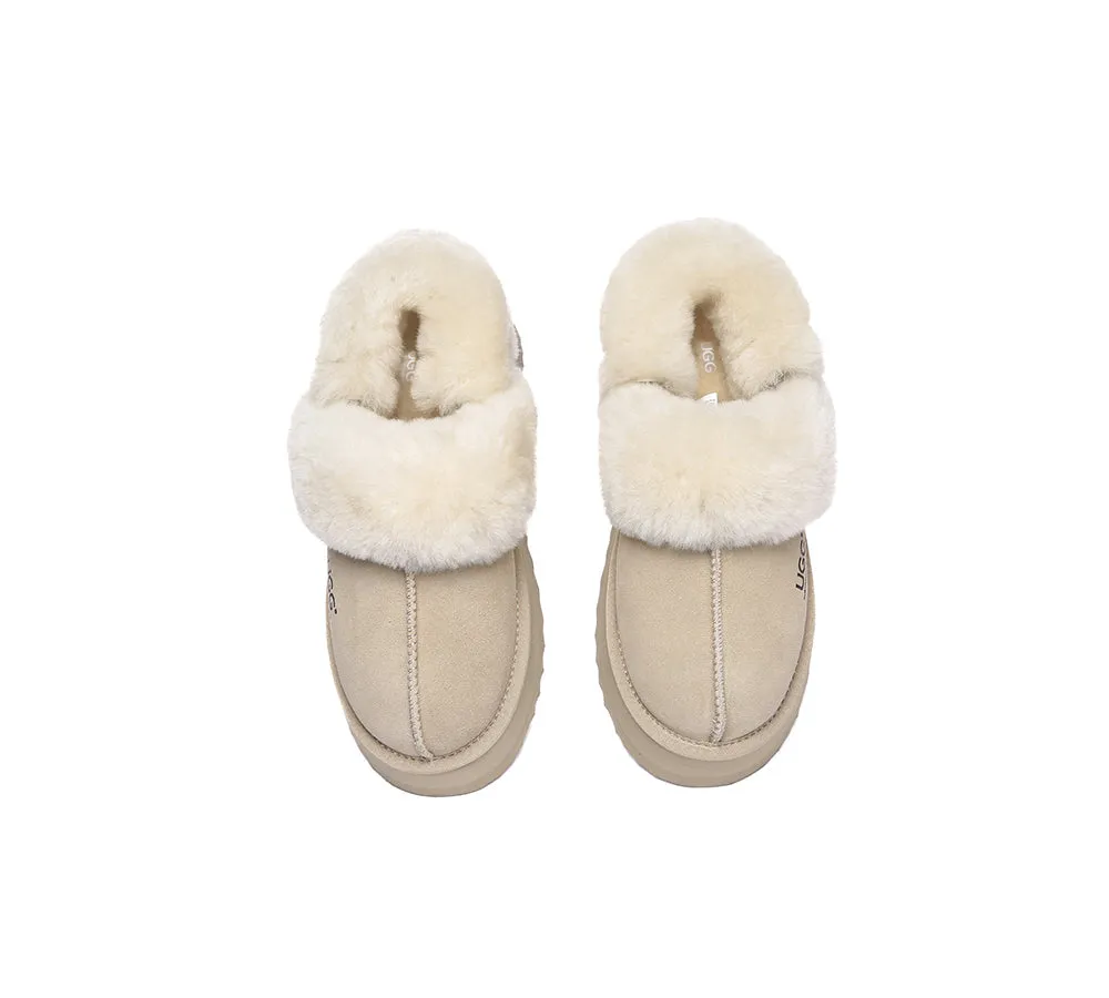 Women Removable Wool Strap Slingback Platform Slippers Musa