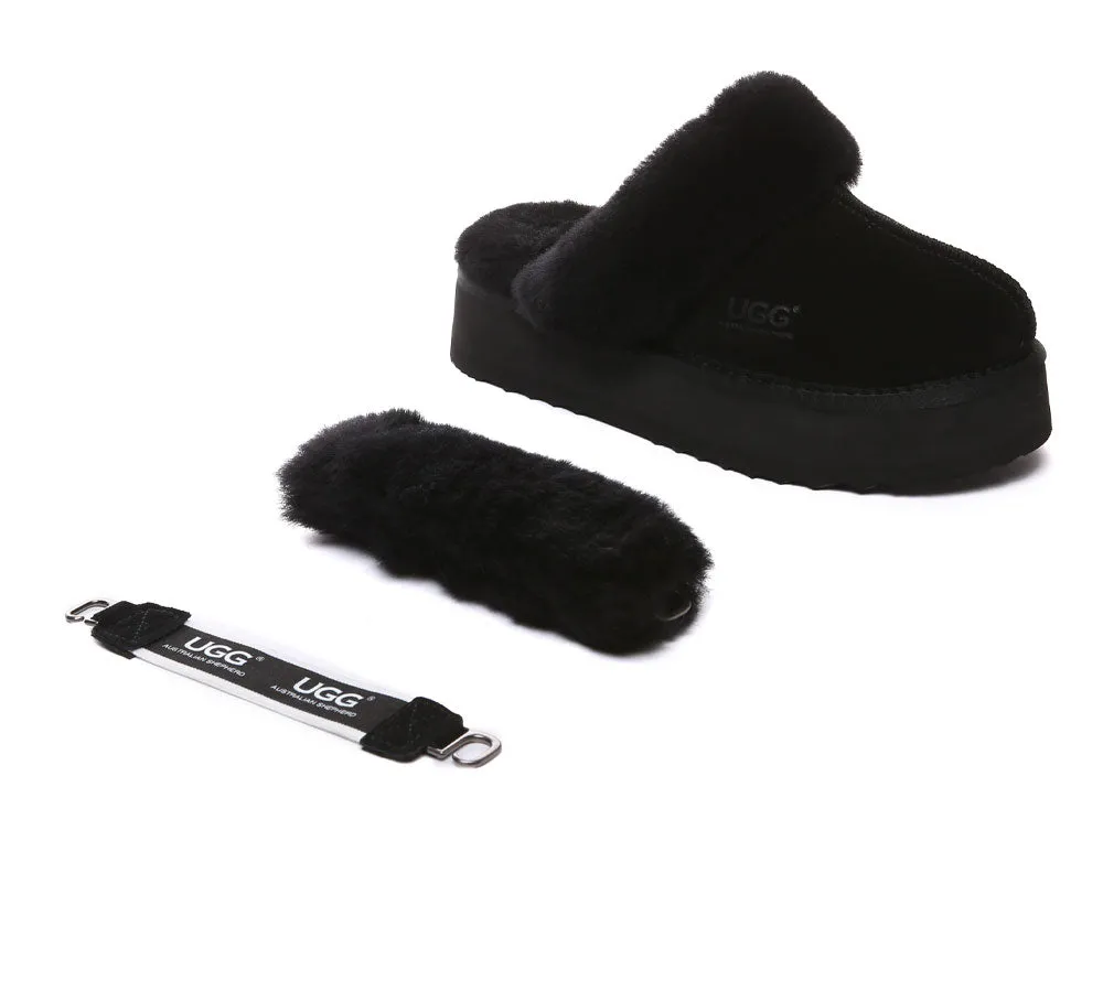 Women Removable Wool Strap Slingback Platform Slippers Musa