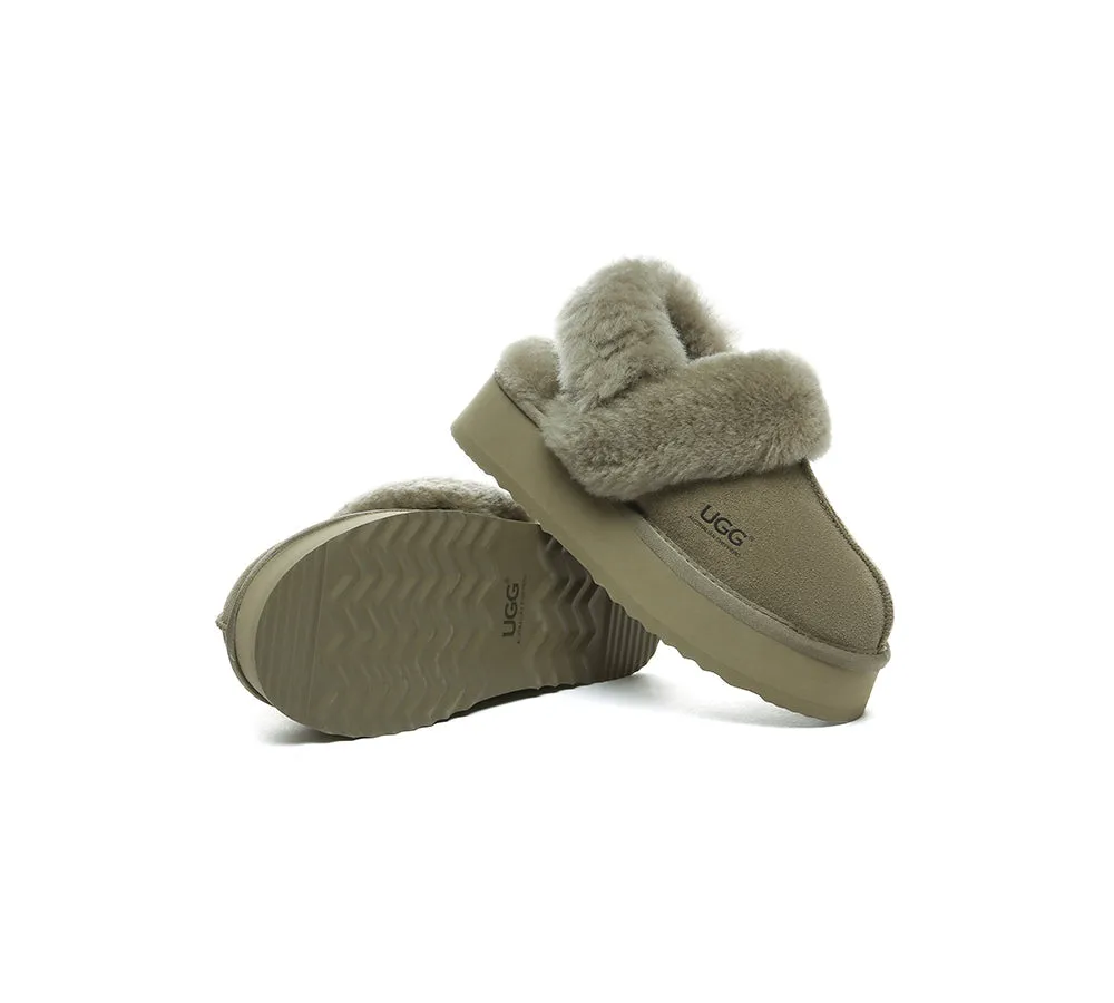 Women Removable Wool Strap Slingback Platform Slippers Musa
