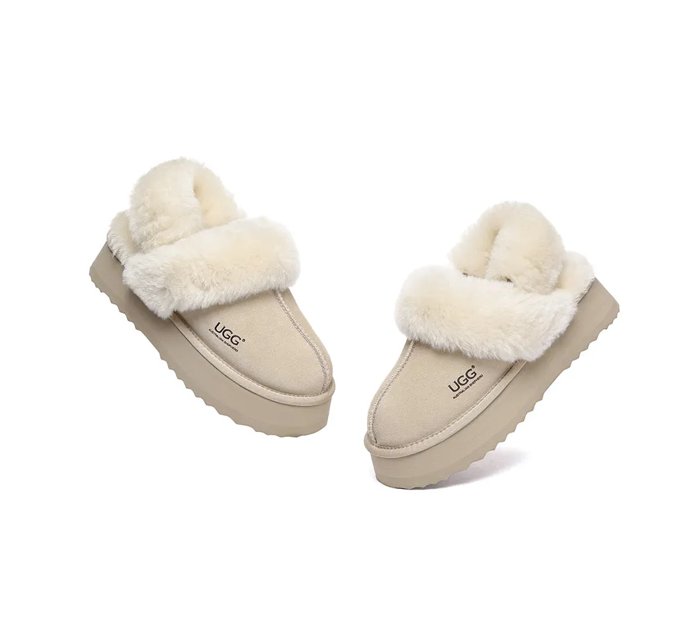 Women Removable Wool Strap Slingback Platform Slippers Musa
