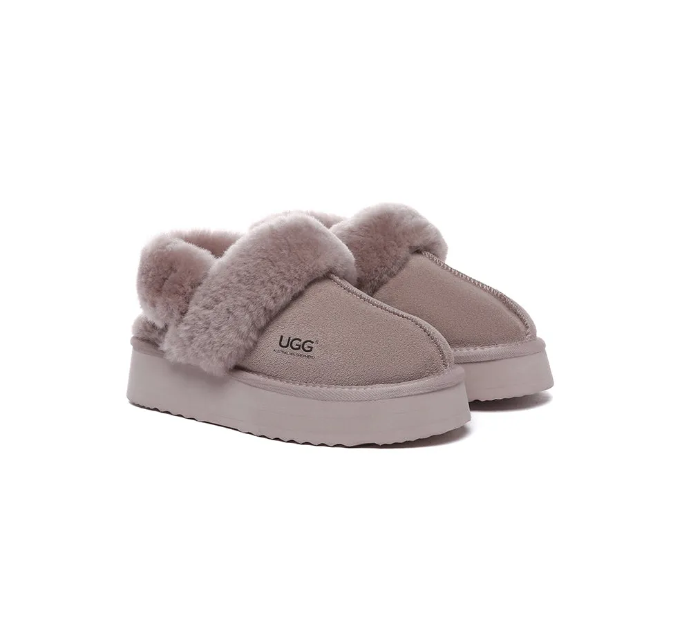 Women Removable Wool Strap Slingback Platform Slippers Musa