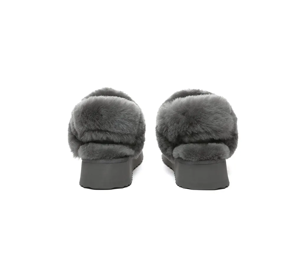Women Removable Wool Strap Slingback Platform Slippers Musa
