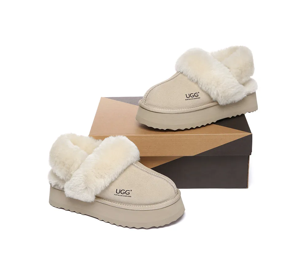 Women Removable Wool Strap Slingback Platform Slippers Musa