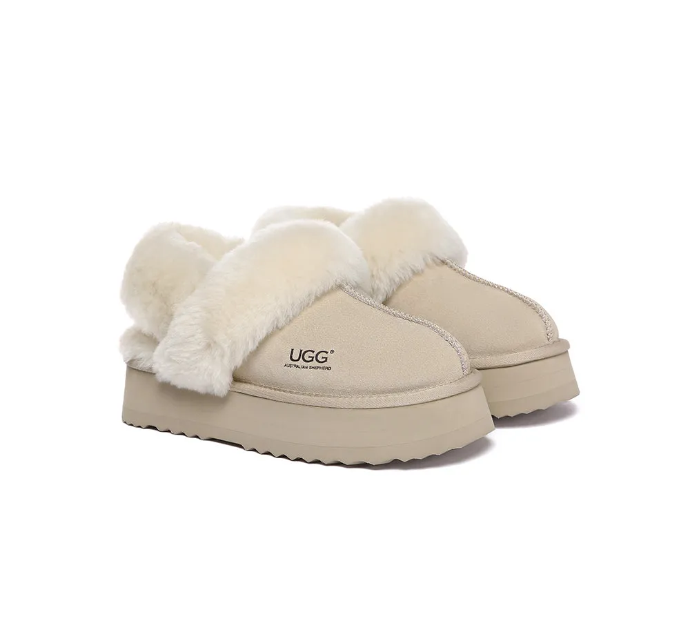 Women Removable Wool Strap Slingback Platform Slippers Musa