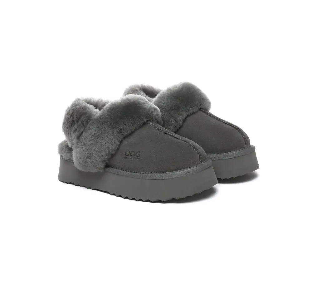 Women Removable Wool Strap Slingback Platform Slippers Musa