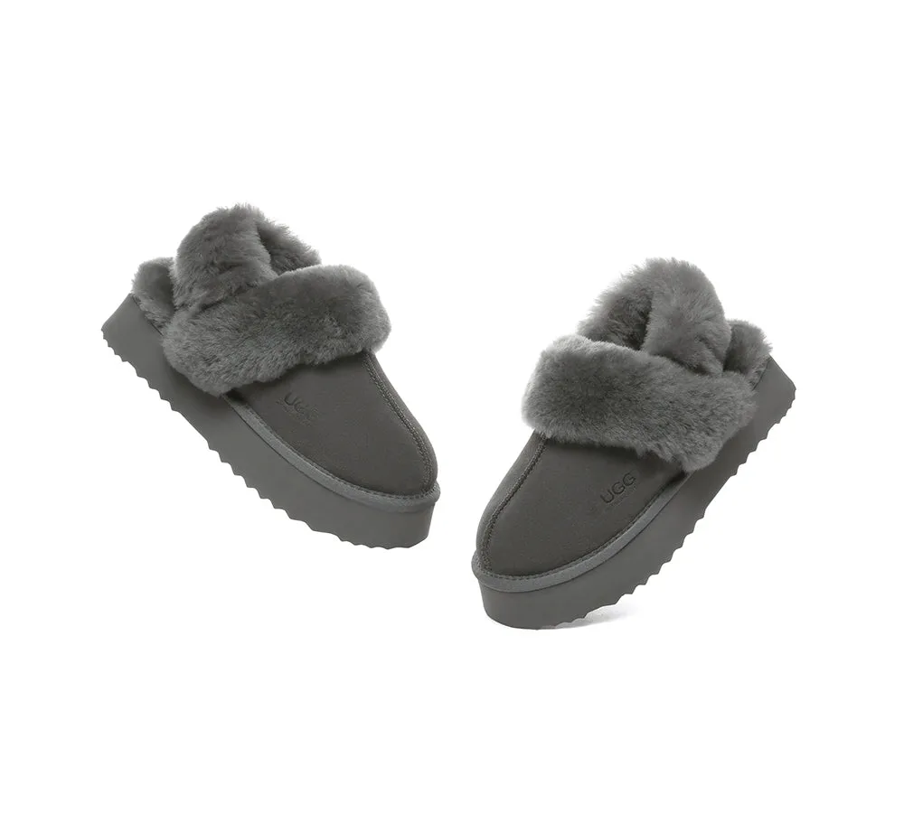 Women Removable Wool Strap Slingback Platform Slippers Musa