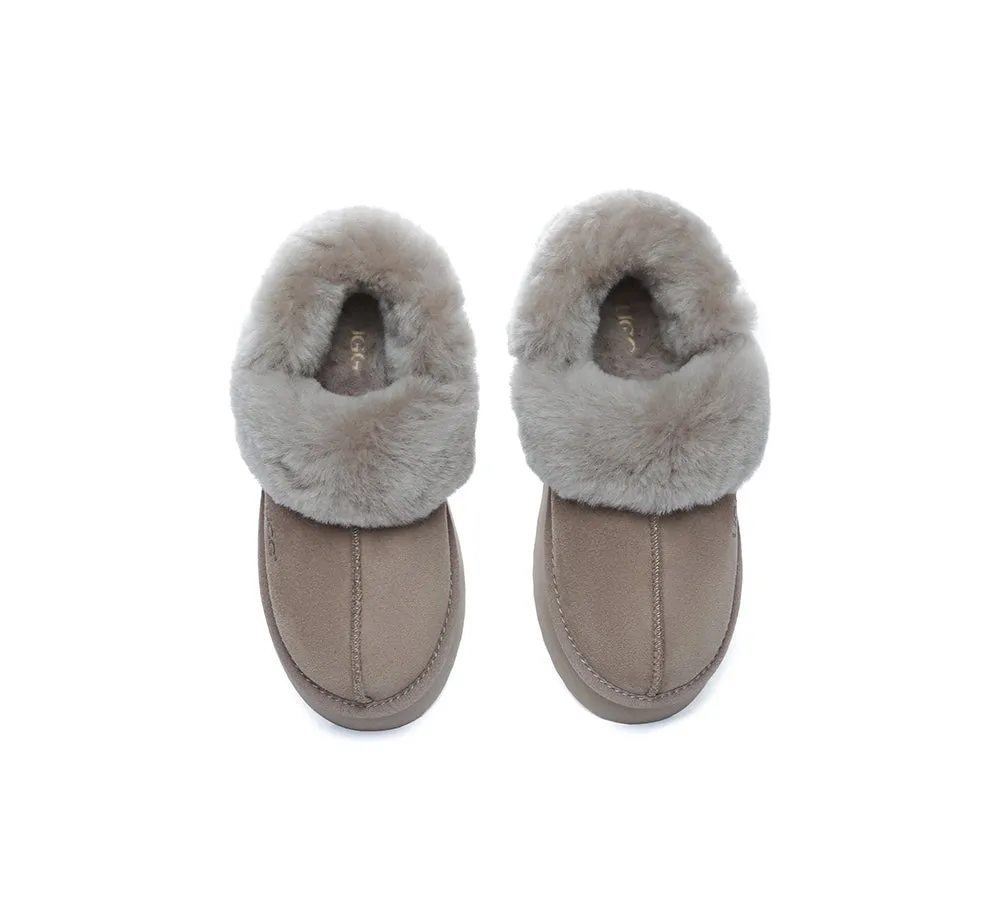 Women Removable Wool Strap Slingback Platform Slippers Musa