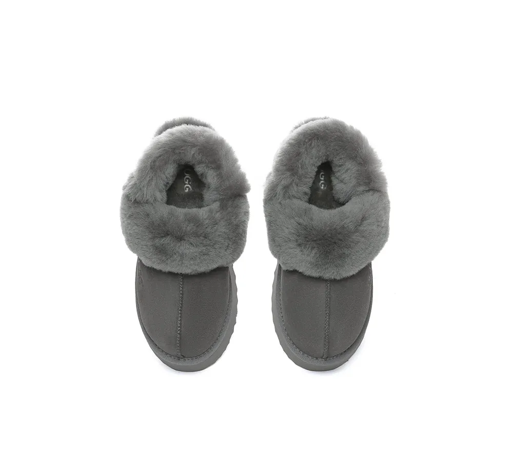 Women Removable Wool Strap Slingback Platform Slippers Musa