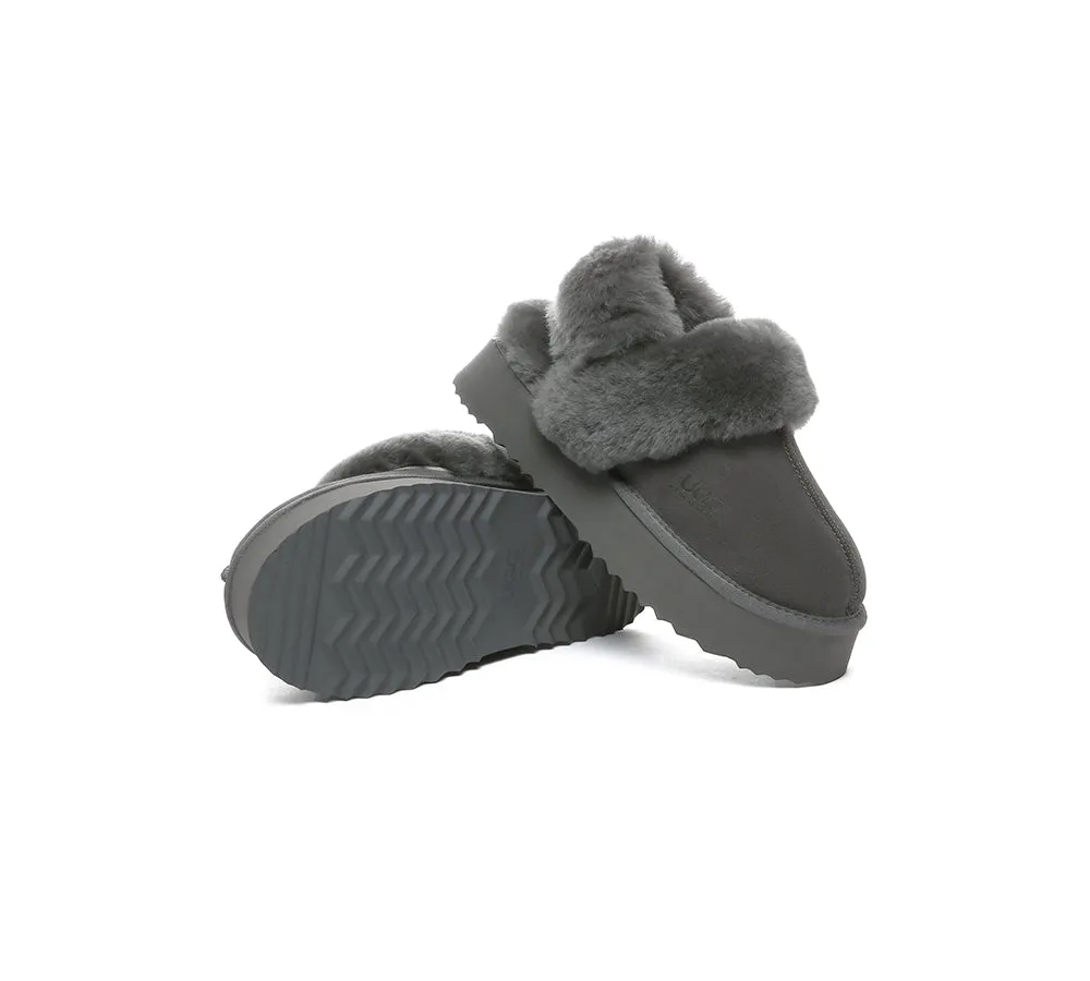 Women Removable Wool Strap Slingback Platform Slippers Musa