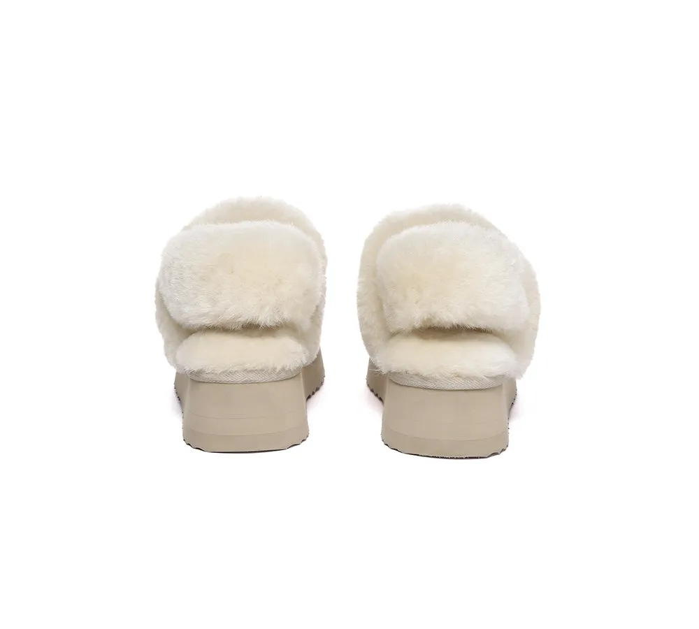 Women Removable Wool Strap Slingback Platform Slippers Musa
