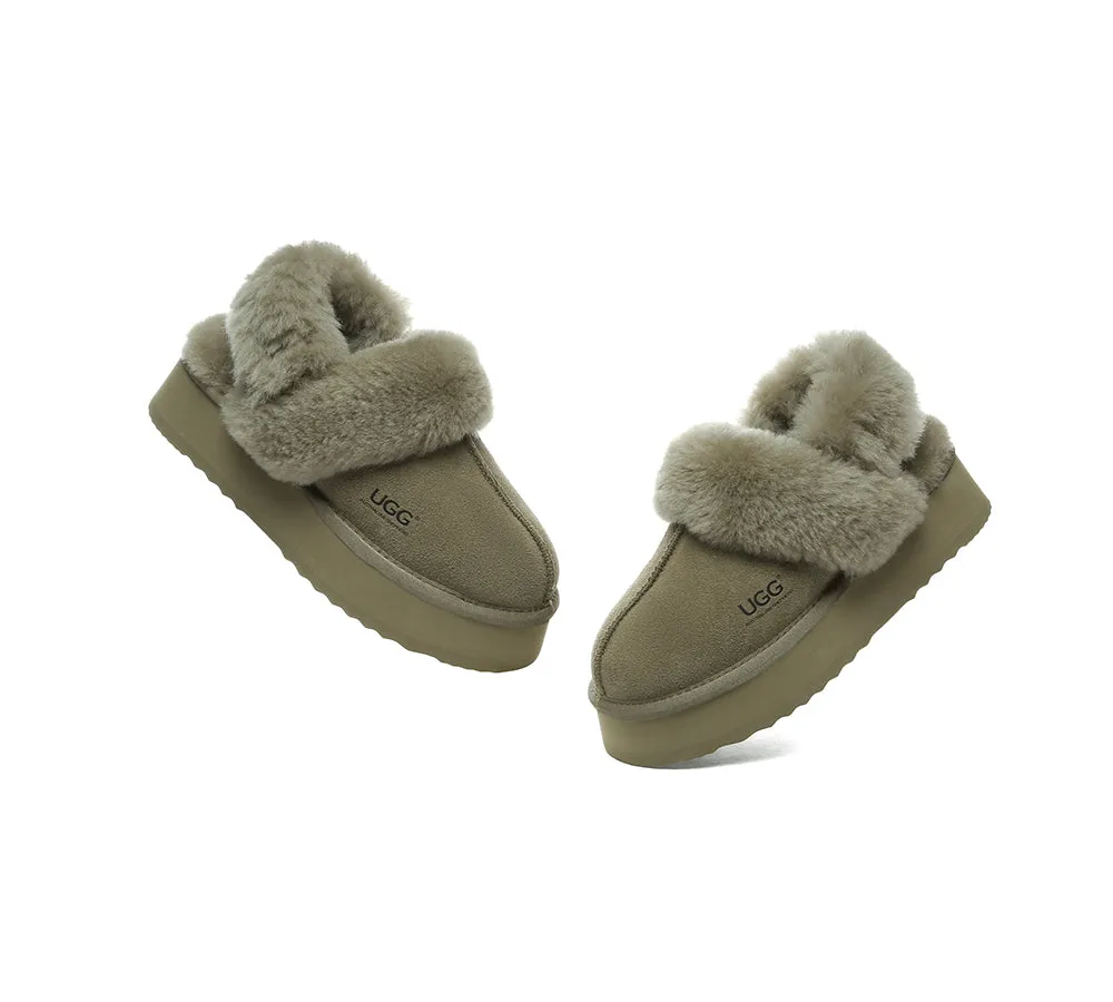 Women Removable Wool Strap Slingback Platform Slippers Musa