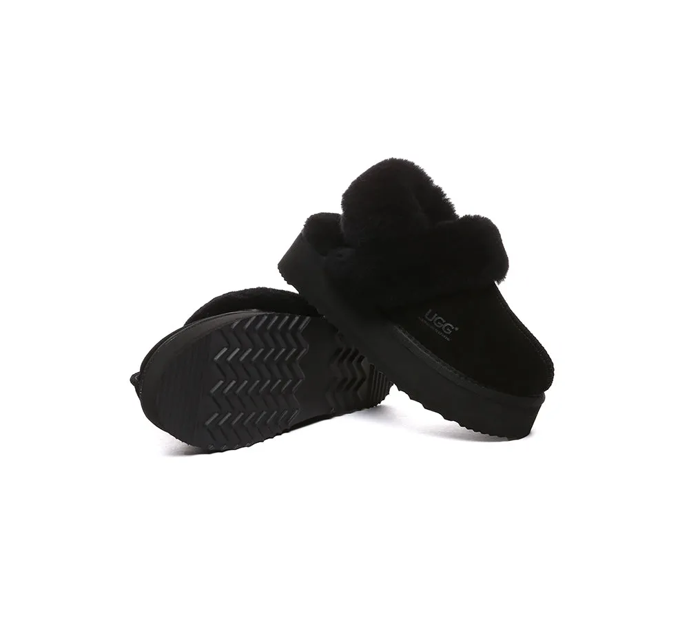 Women Removable Wool Strap Slingback Platform Slippers Musa