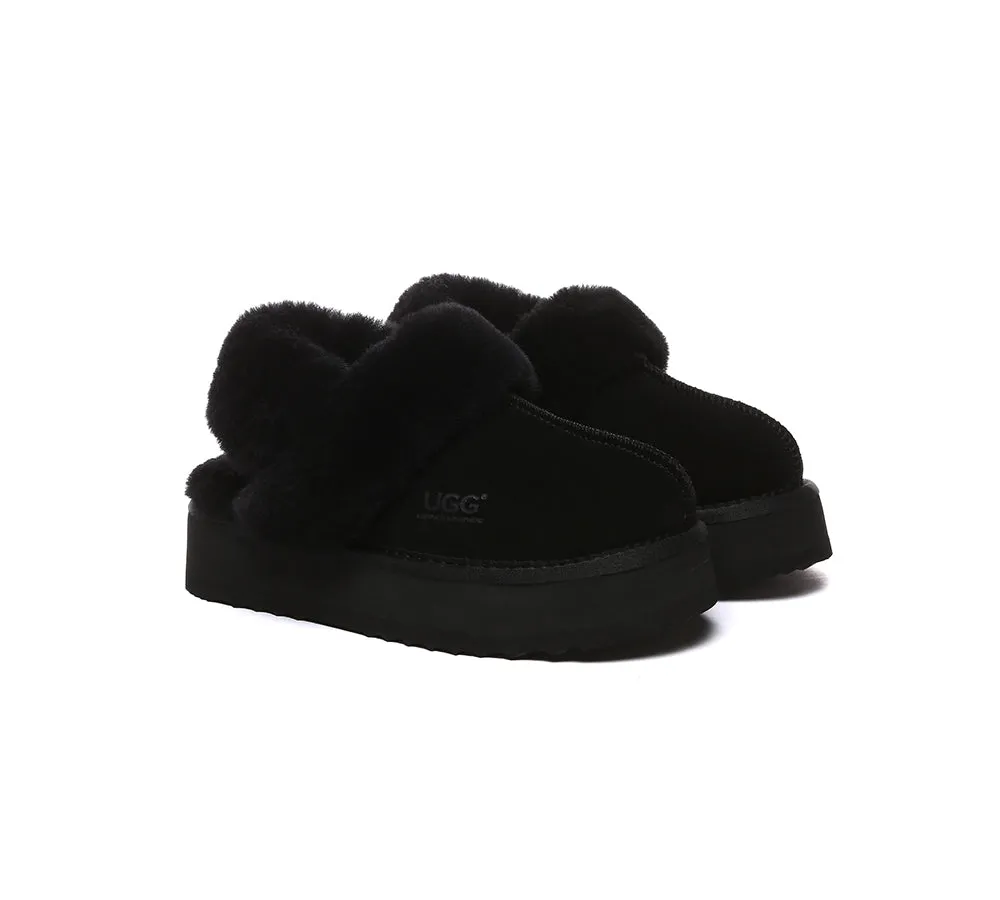 Women Removable Wool Strap Slingback Platform Slippers Musa