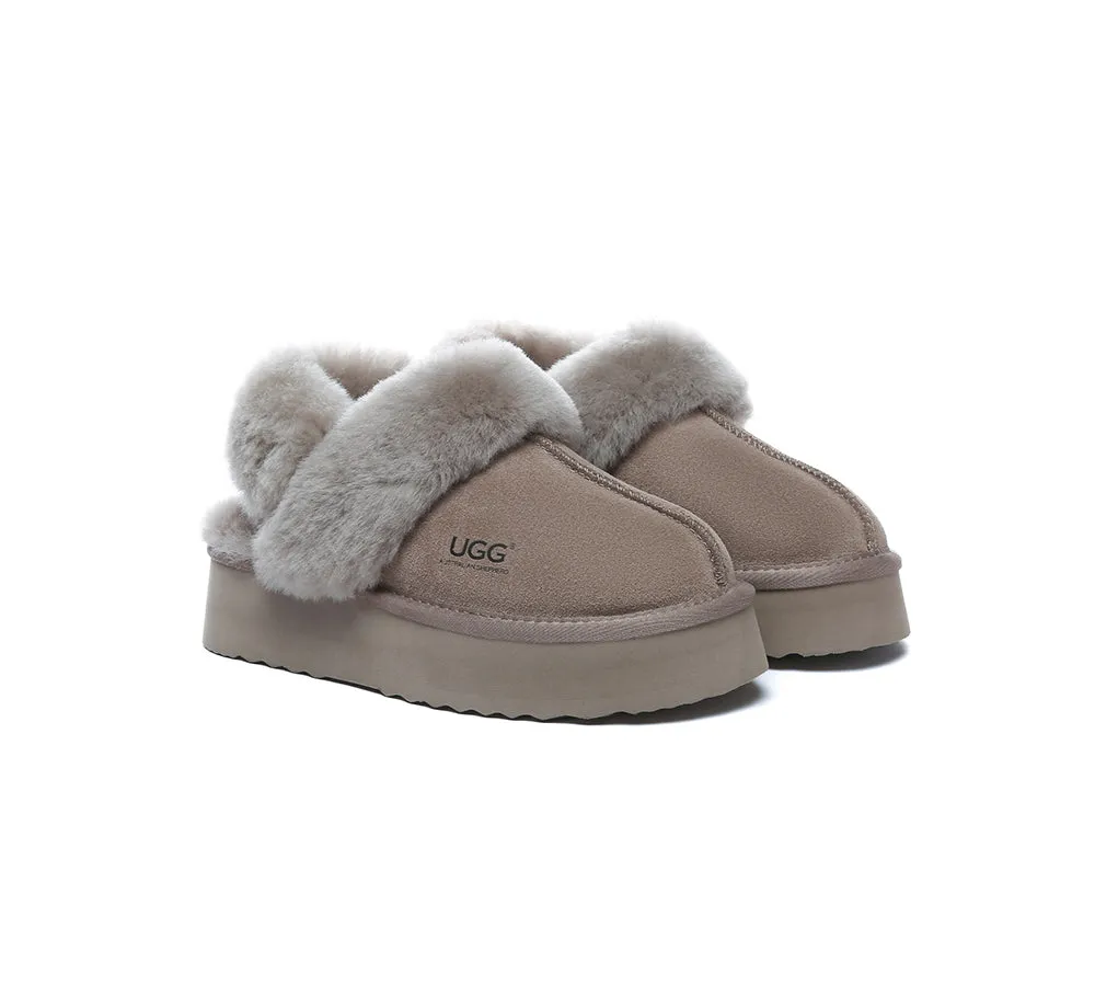 Women Removable Wool Strap Slingback Platform Slippers Musa