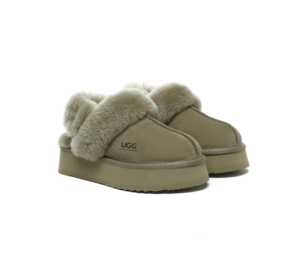 Women Removable Wool Strap Slingback Platform Slippers Musa