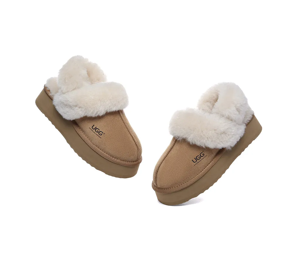 Women Removable Wool Strap Slingback Platform Slippers Musa