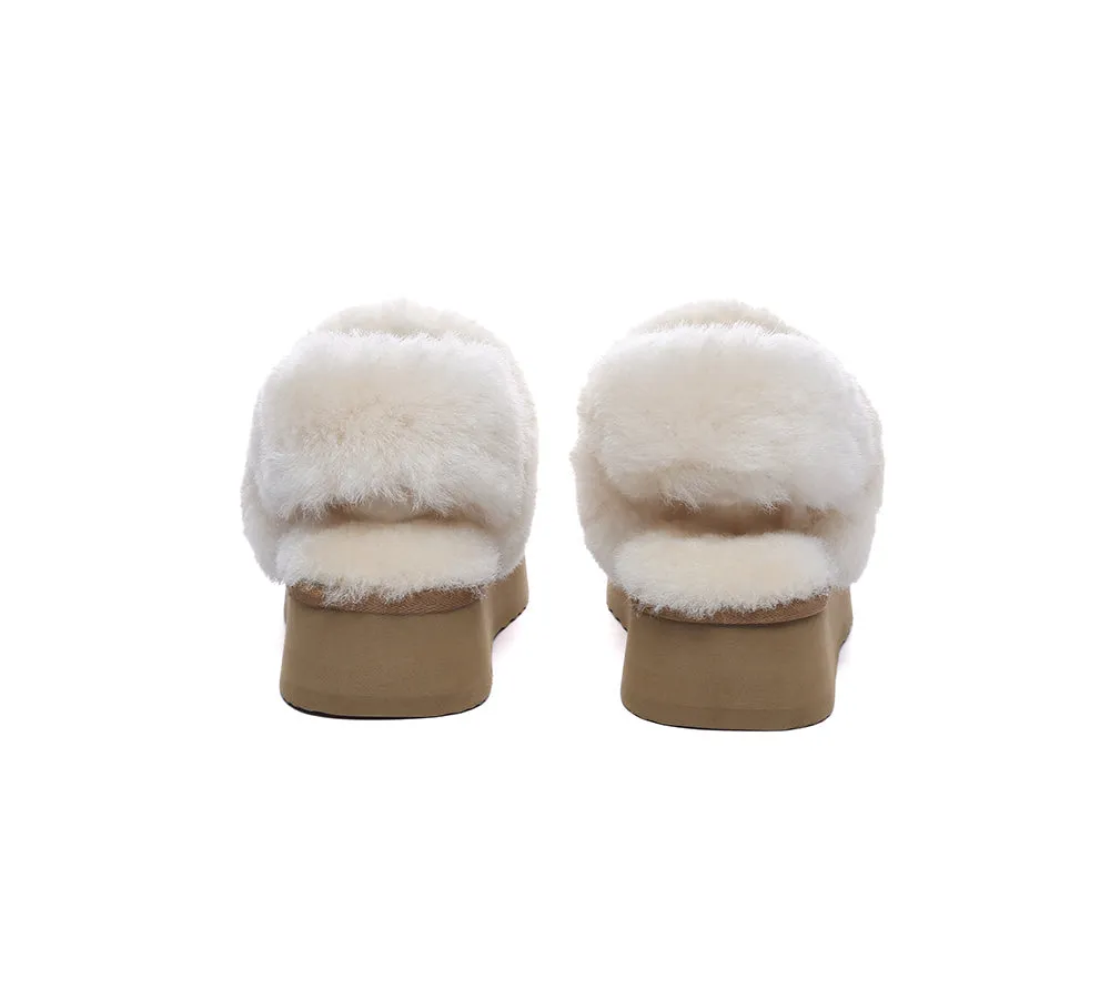 Women Removable Wool Strap Slingback Platform Slippers Musa