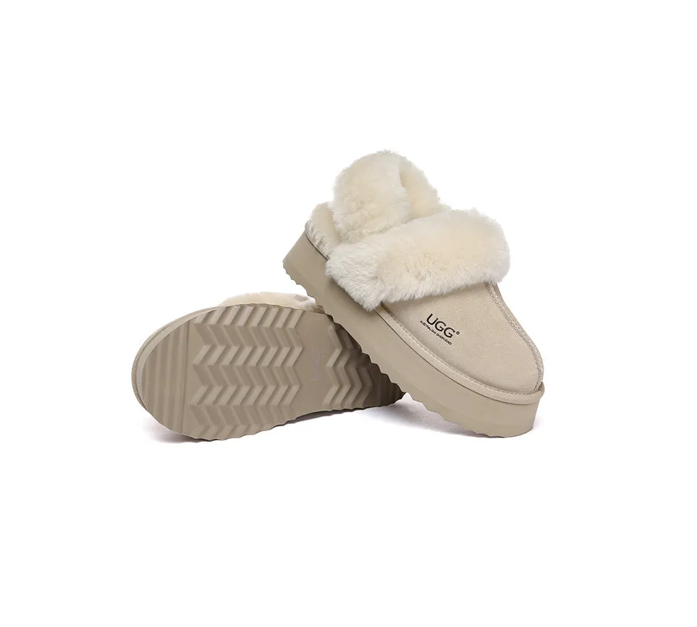 Women Removable Wool Strap Slingback Platform Slippers Musa