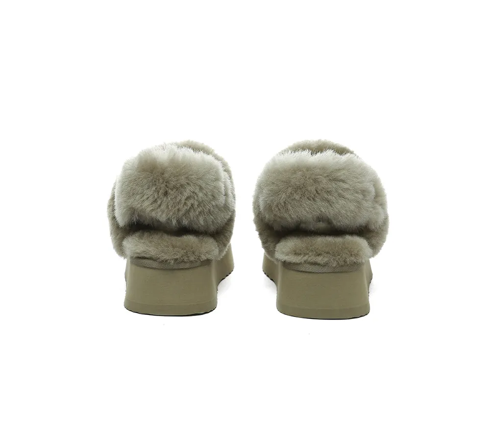 Women Removable Wool Strap Slingback Platform Slippers Musa