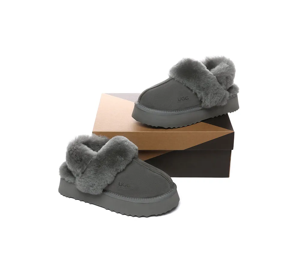 Women Removable Wool Strap Slingback Platform Slippers Musa