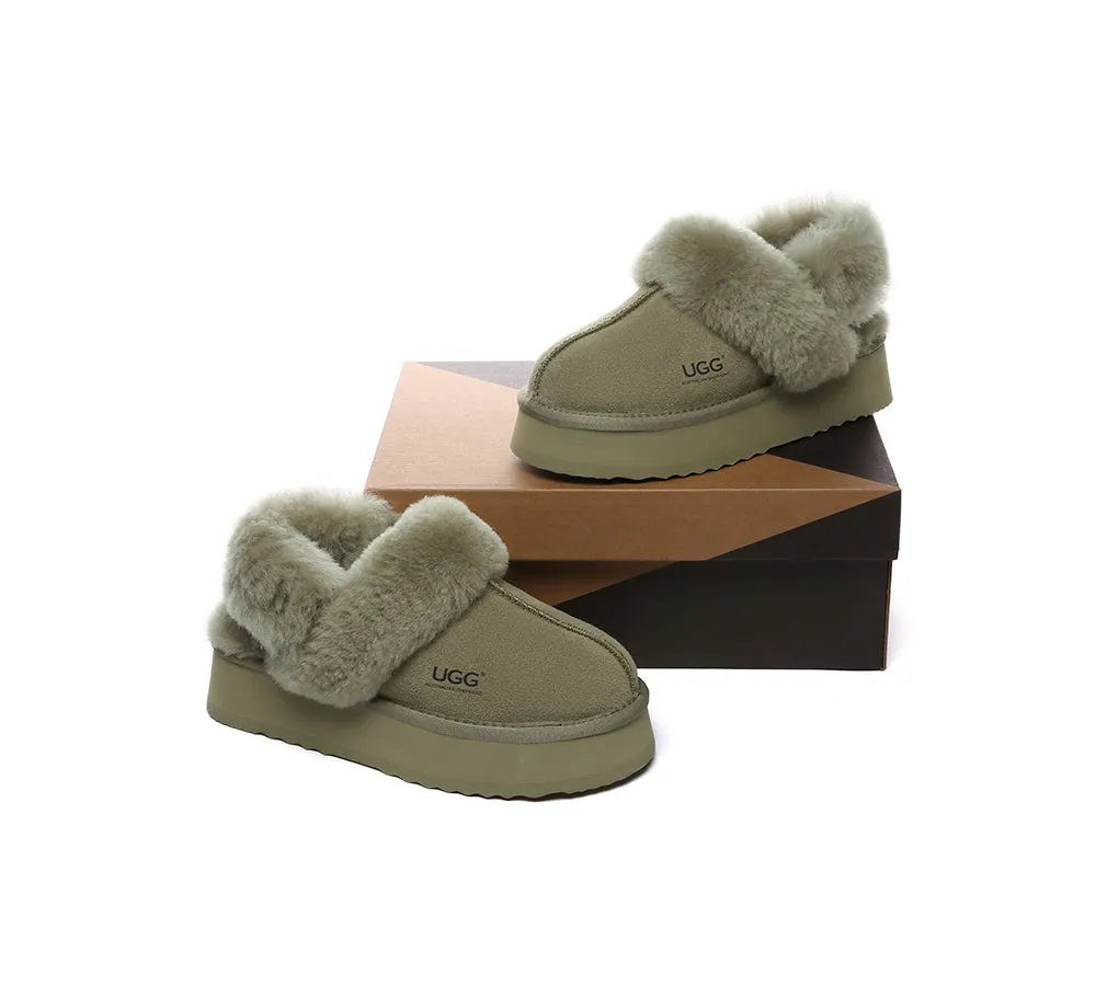 Women Removable Wool Strap Slingback Platform Slippers Musa