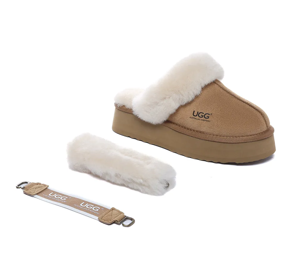 Women Removable Wool Strap Slingback Platform Slippers Musa