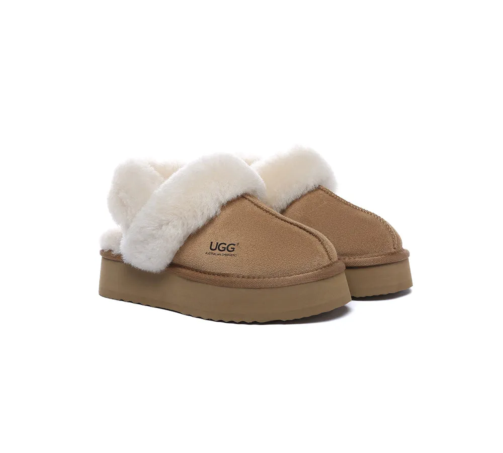 Women Removable Wool Strap Slingback Platform Slippers Musa