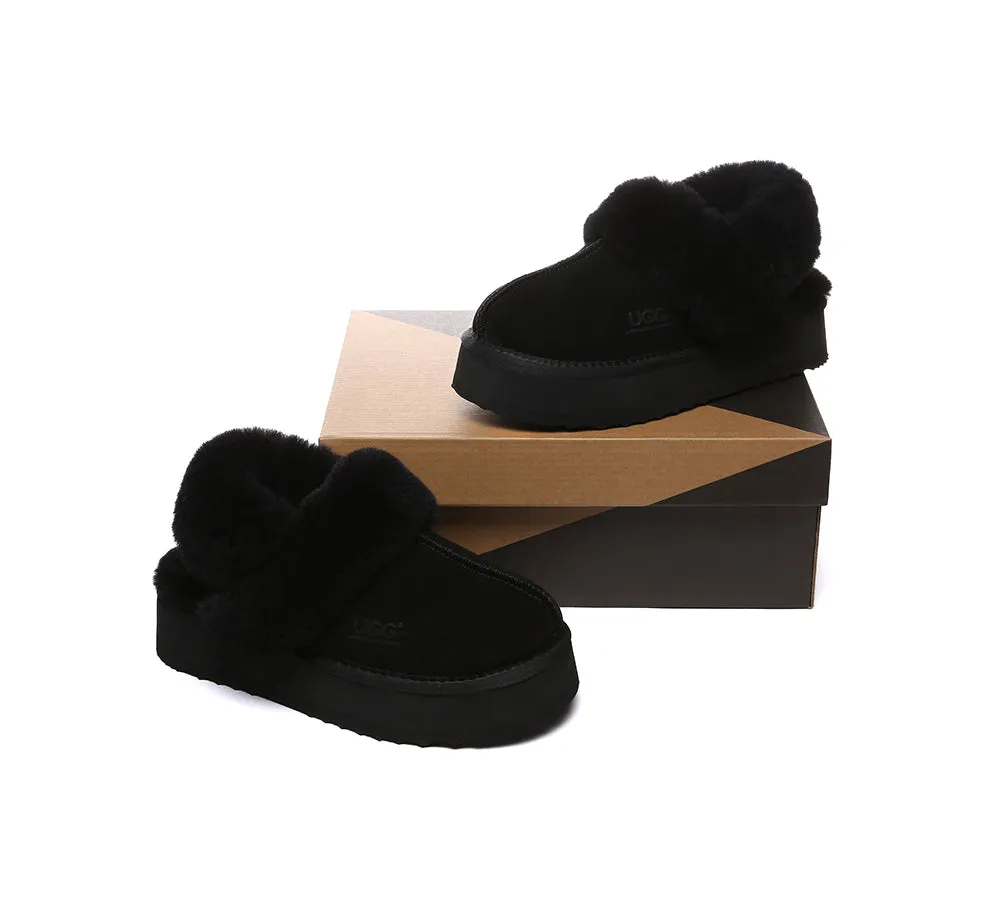 Women Removable Wool Strap Slingback Platform Slippers Musa