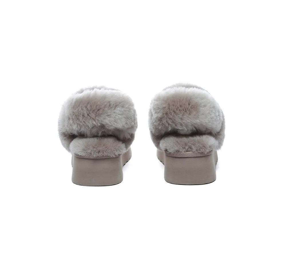 Women Removable Wool Strap Slingback Platform Slippers Musa