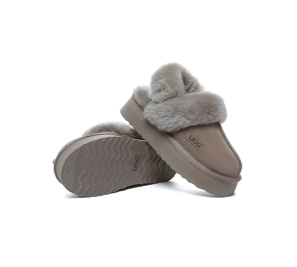 Women Removable Wool Strap Slingback Platform Slippers Musa