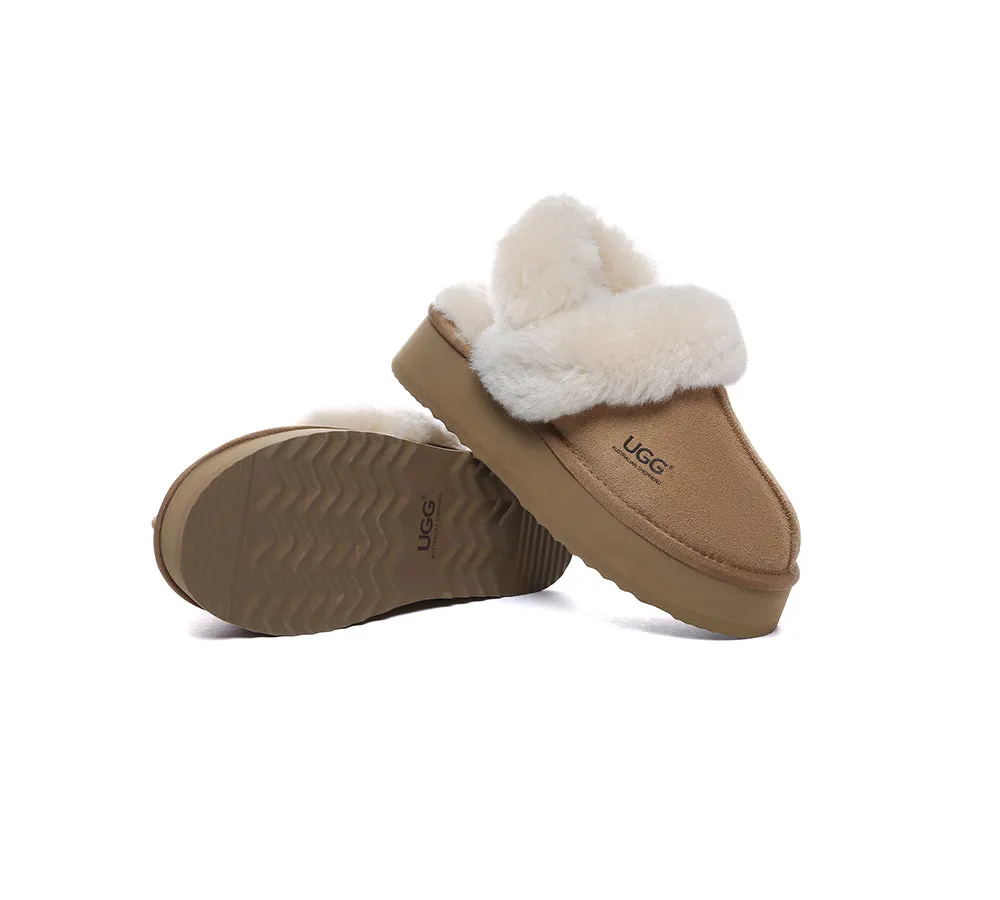 Women Removable Wool Strap Slingback Platform Slippers Musa