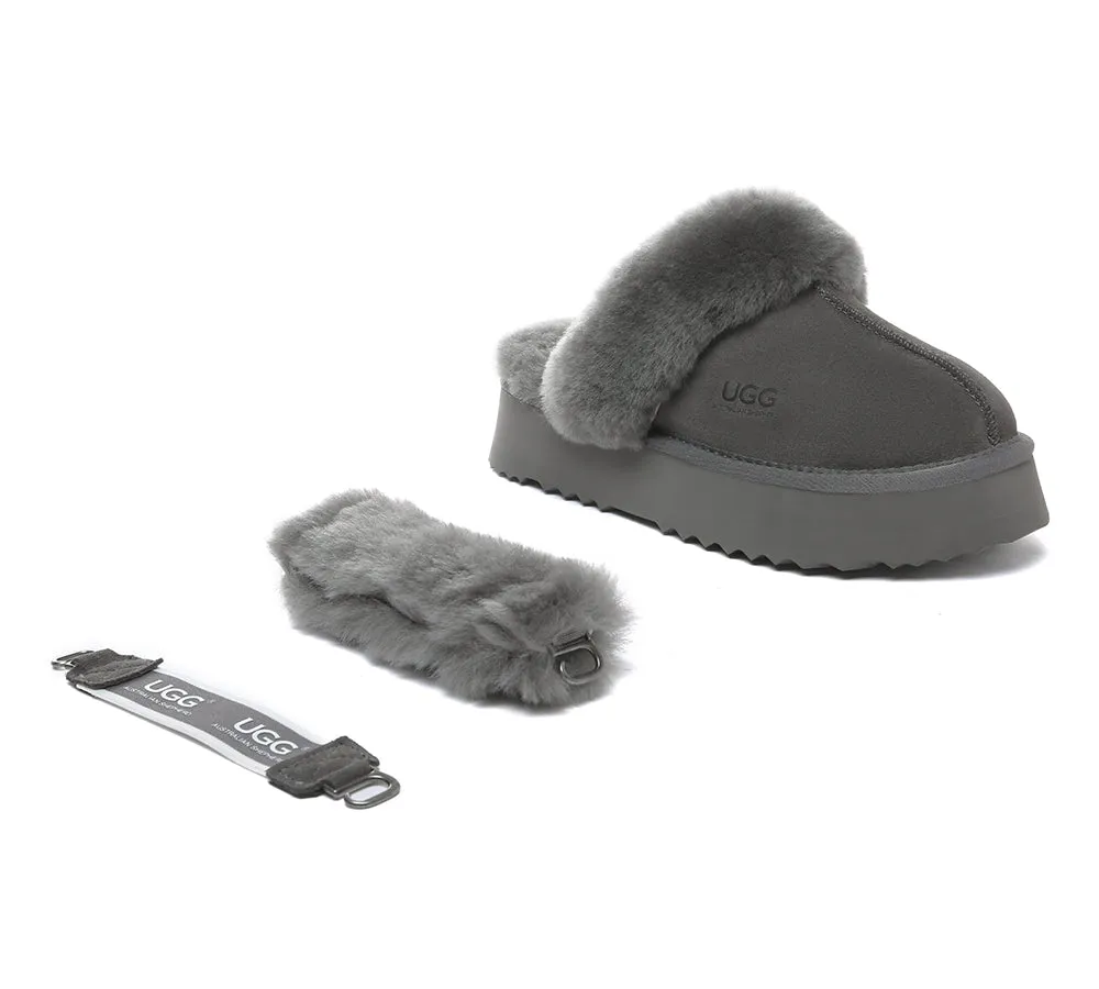 Women Removable Wool Strap Slingback Platform Slippers Musa
