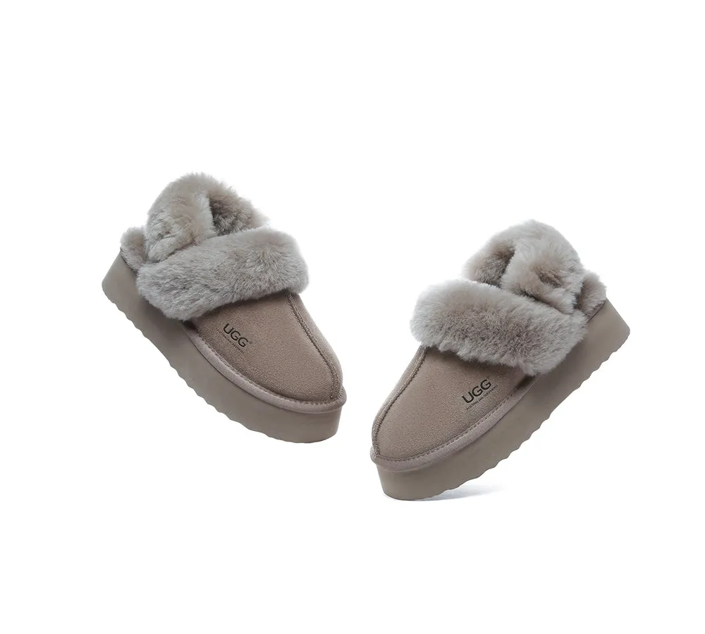 Women Removable Wool Strap Slingback Platform Slippers Musa