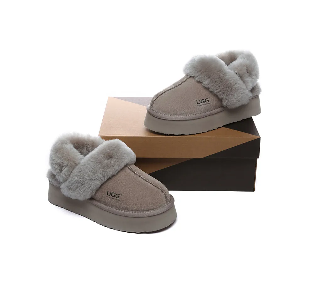 Women Removable Wool Strap Slingback Platform Slippers Musa