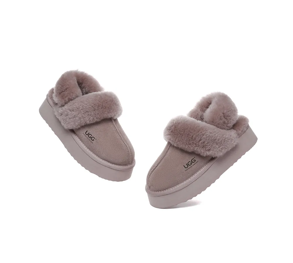 Women Removable Wool Strap Slingback Platform Slippers Musa